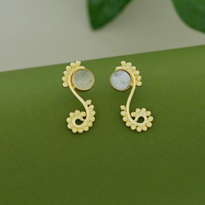 Janan Golden Ball Circle Natural Stone Earring