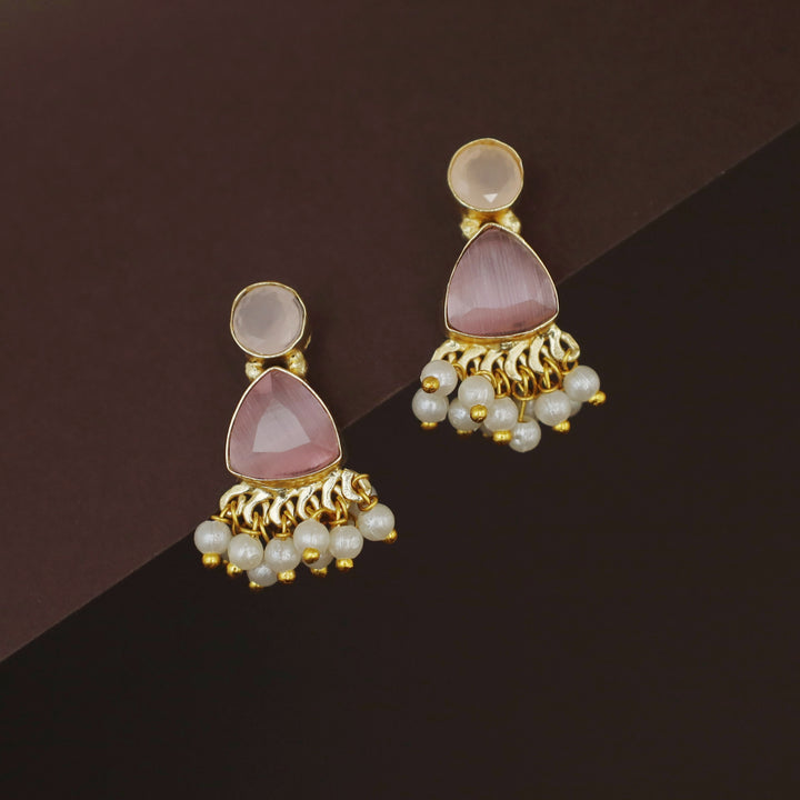 Masiha Round + Triangle Glossy Stone Stud