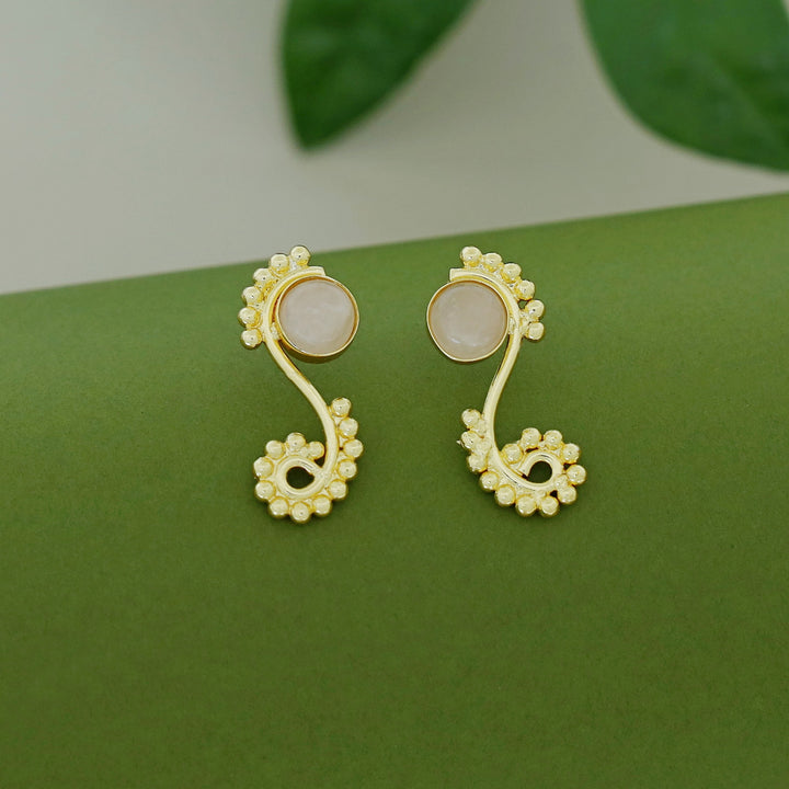 Janan Golden Ball Circle Natural Stone Earring