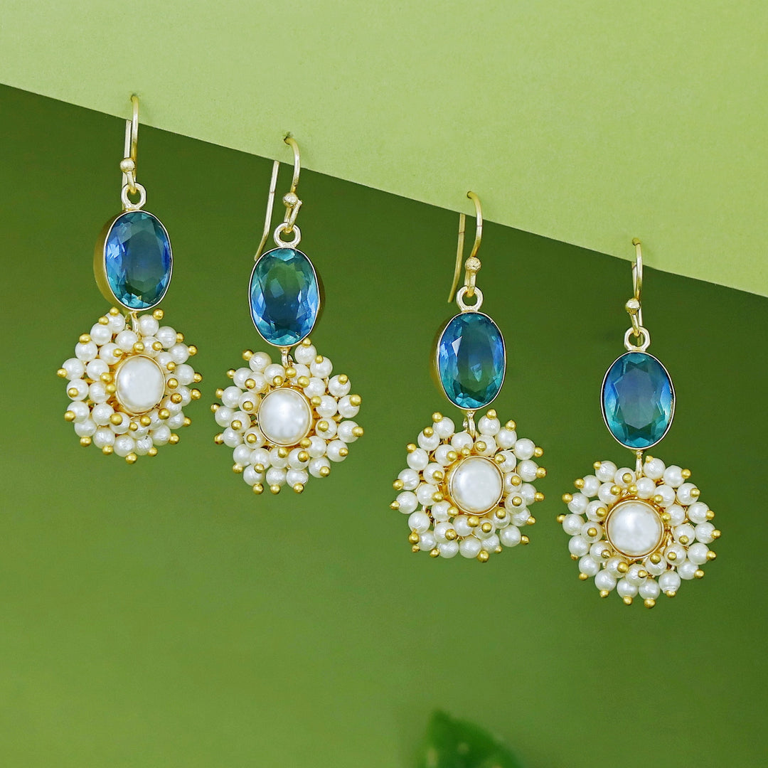 Bridiya Glossy Oval Cluster Pearl Drop