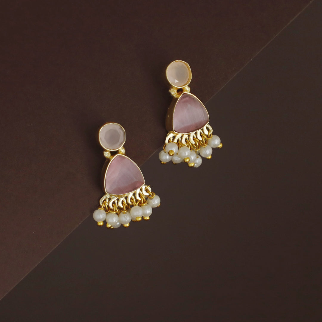 Masiha Round + Triangle Glossy Stone Stud