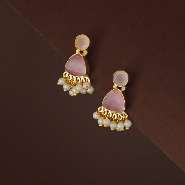 Masiha Round + Triangle Glossy Stone Stud