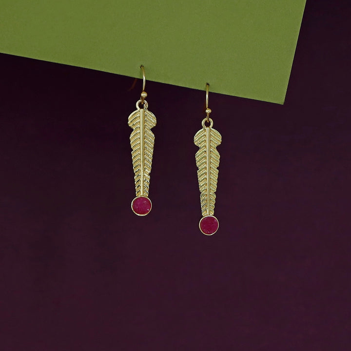Golden Feather Druzy Stone Earring