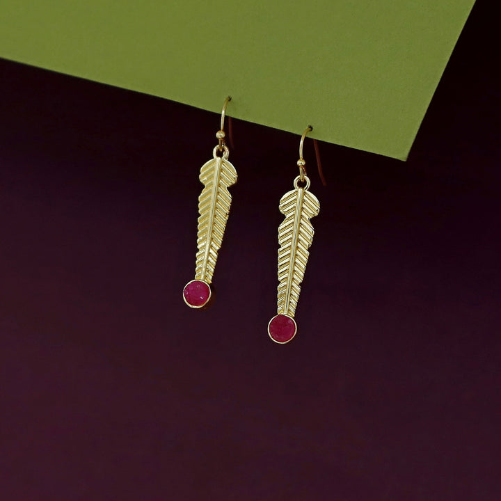 Golden Feather Druzy Stone Earring