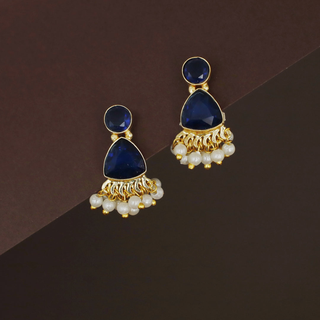 Masiha Round + Triangle Glossy Stone Stud