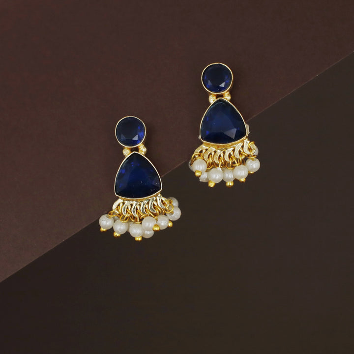 Masiha Round + Triangle Glossy Stone Stud