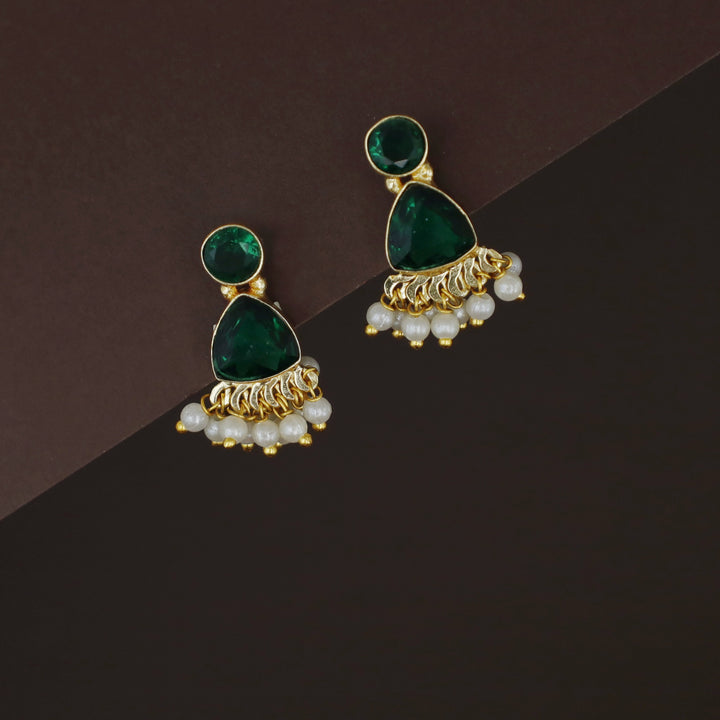 Masiha Round + Triangle Glossy Stone Stud