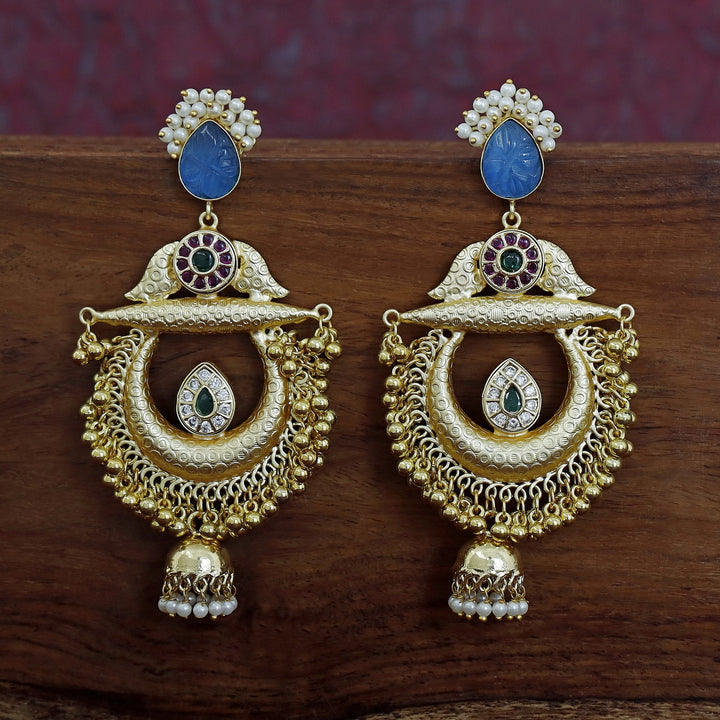 Ivory Golden Ghungroo Cluster Pearl Earring