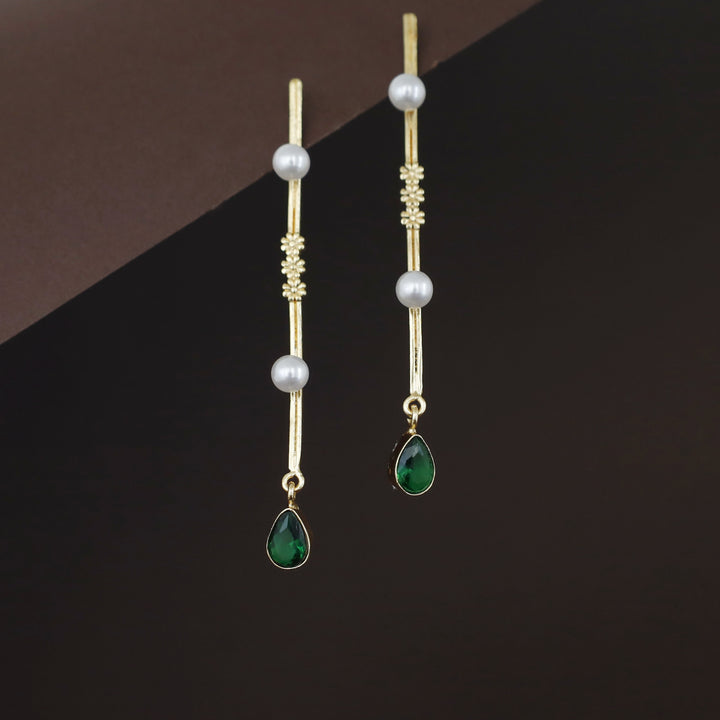 Jovita Dual Pearl + Glossy Drop Stick Earring