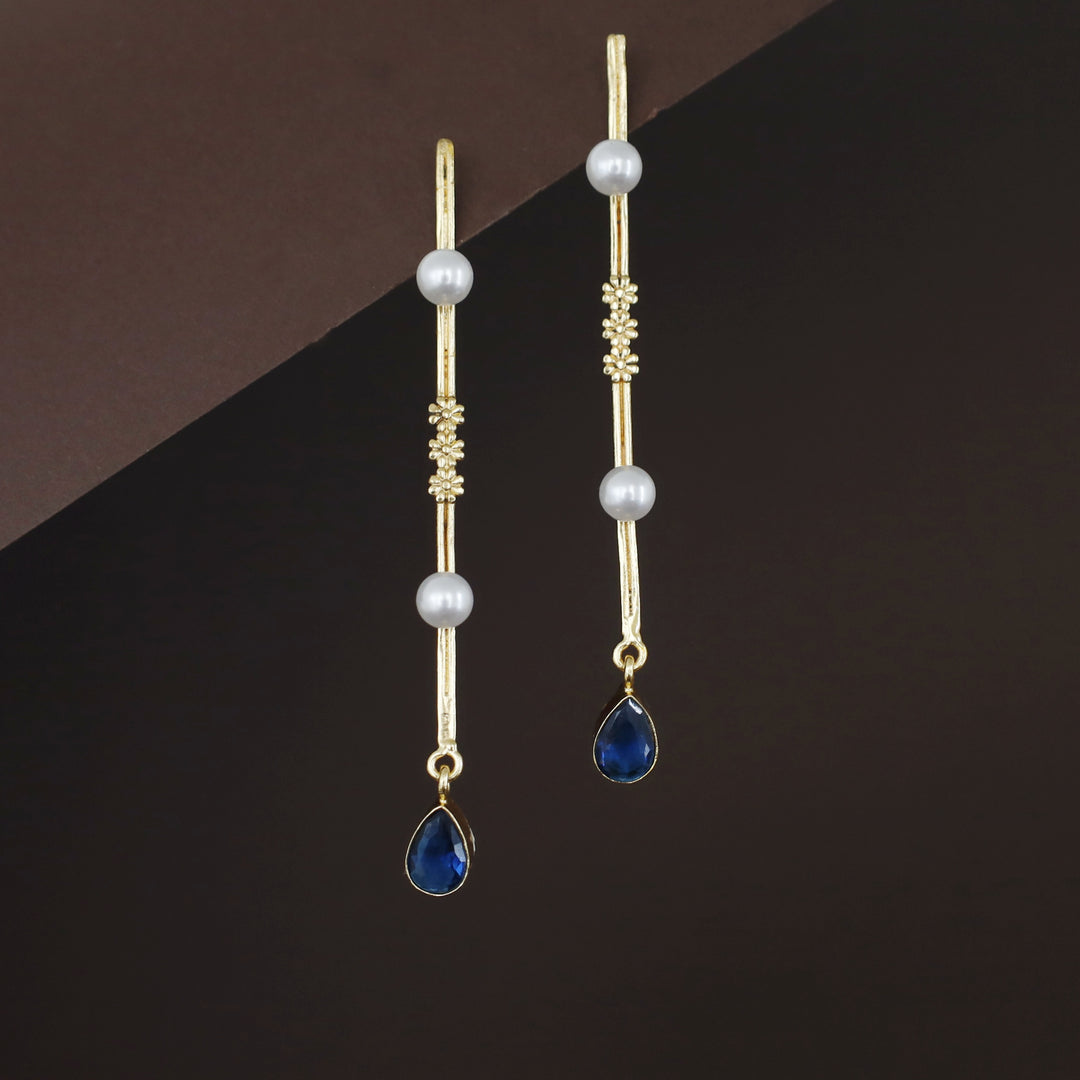 Jovita Dual Pearl + Glossy Drop Stick Earring