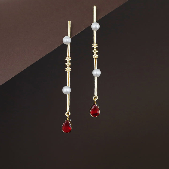 Jovita Dual Pearl + Glossy Drop Stick Earring