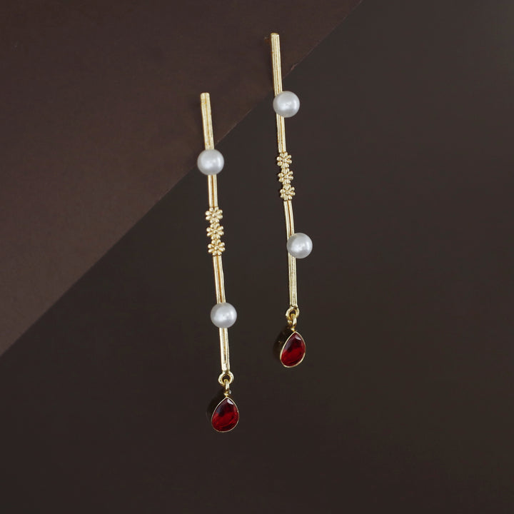 Jovita Dual Pearl + Glossy Drop Stick Earring