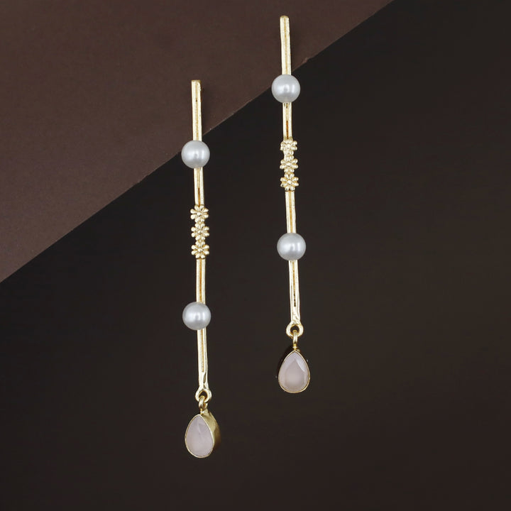 Jovita Dual Pearl + Glossy Drop Stick Earring