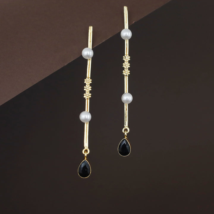 Jovita Dual Pearl + Glossy Drop Stick Earring