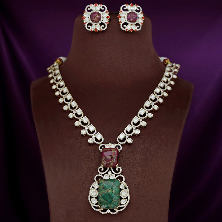 Tarinika Kundan Stone Neckpiece With Earring