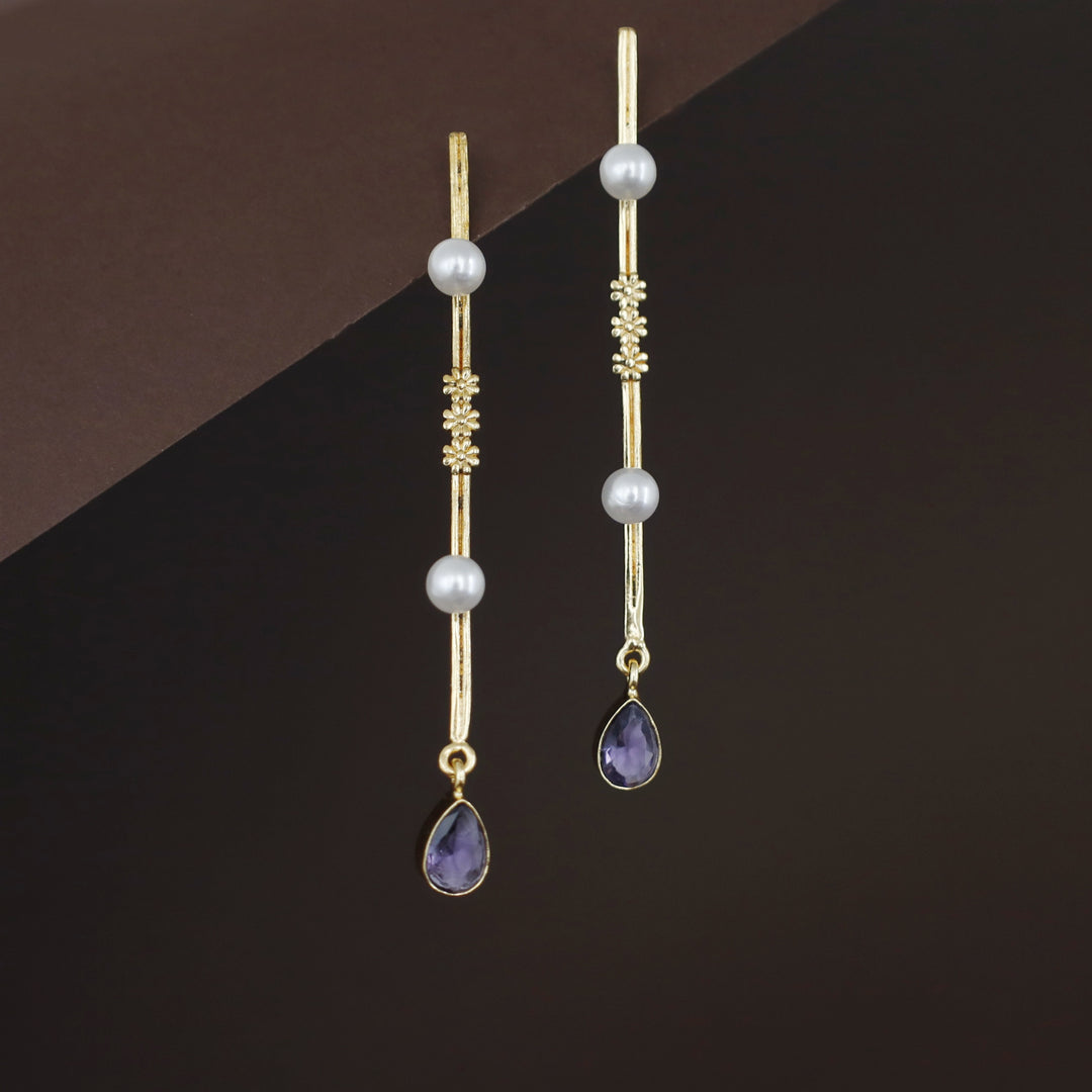 Jovita Dual Pearl + Glossy Drop Stick Earring