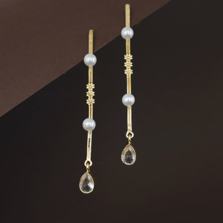 Jovita Dual Pearl + Glossy Drop Stick Earring
