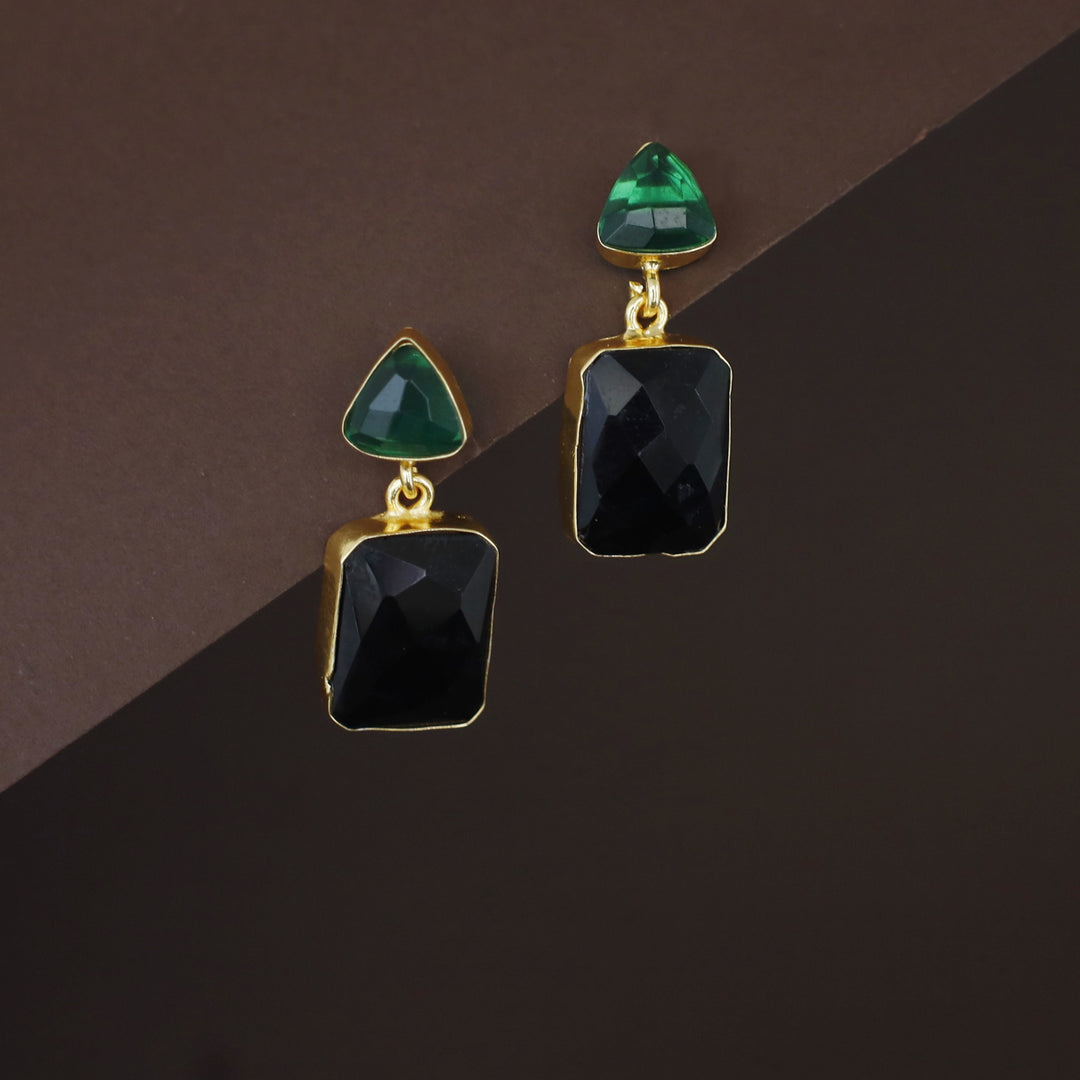 Delphi Triangle + Rectangle Glossy Stone Earring