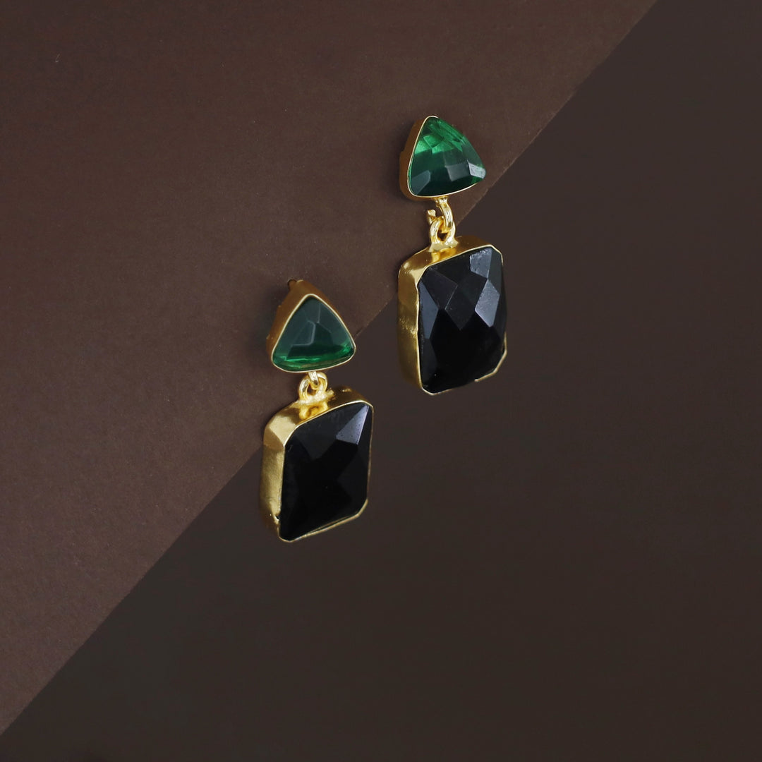 Delphi Triangle + Rectangle Glossy Stone Earring