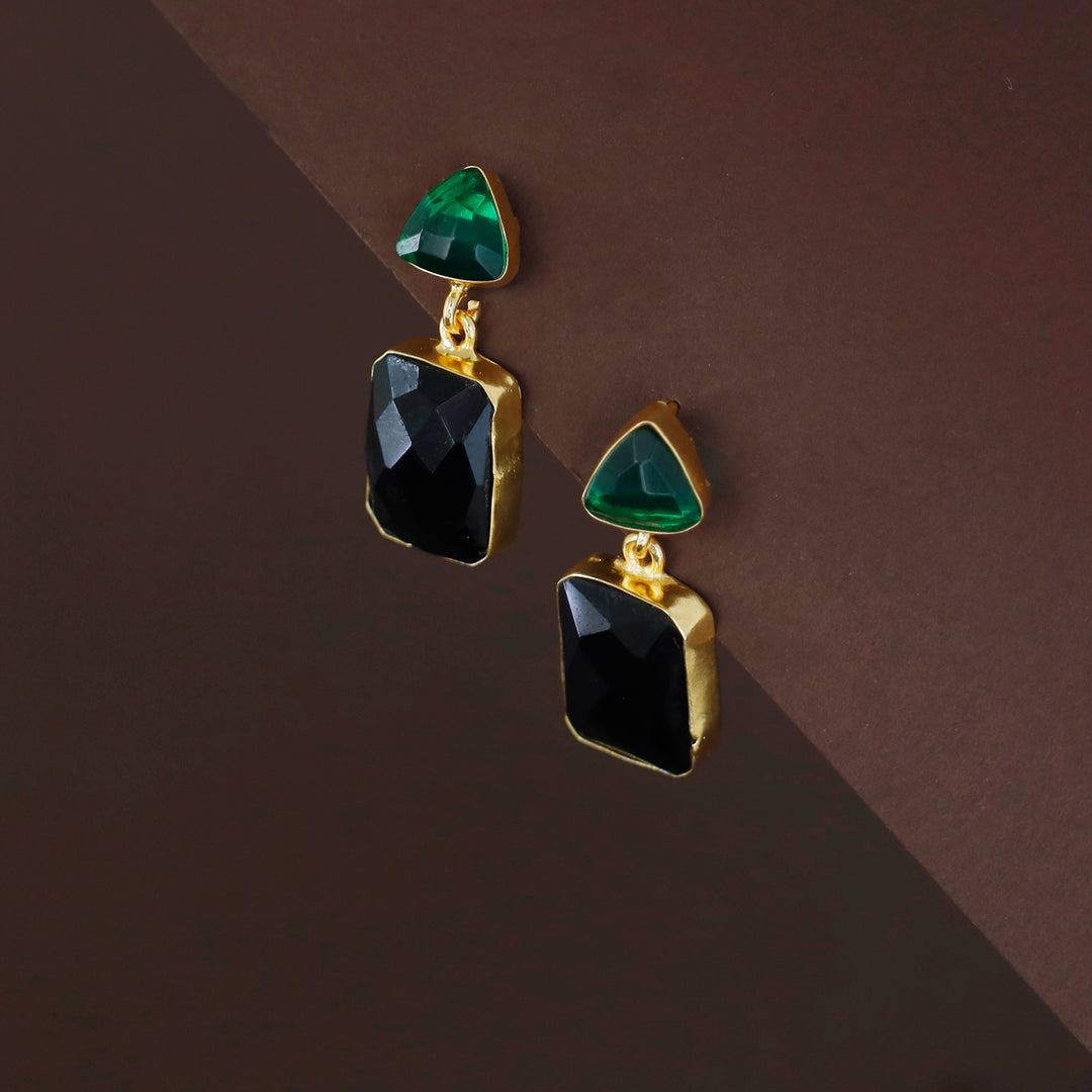 Delphi Triangle + Rectangle Glossy Stone Earring
