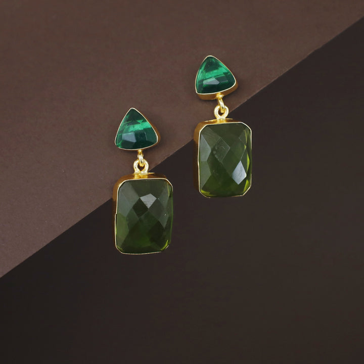 Delphi Triangle + Rectangle Glossy Stone Earring