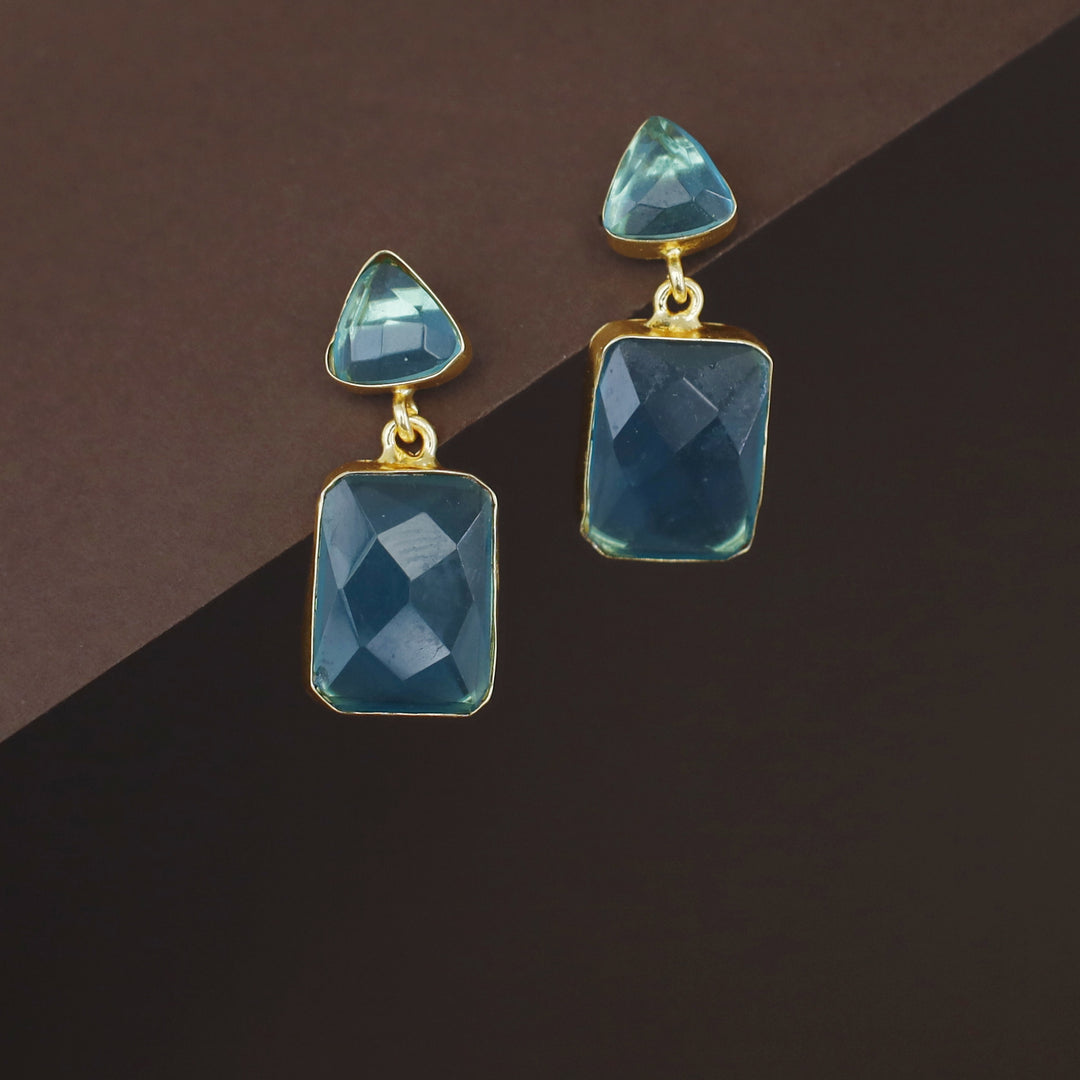 Delphi Triangle + Rectangle Glossy Stone Earring
