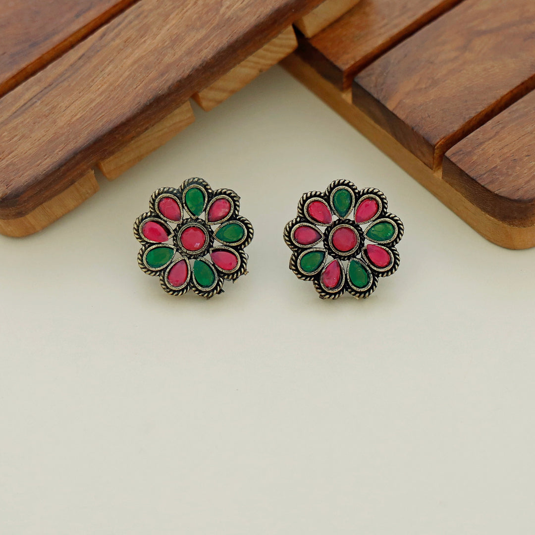 Grace Antique Flower Short Neckpiece With Earring