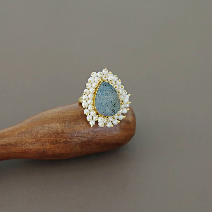 Sahara Cluster Pearl Druzy Stone Ring (Colour Option)
