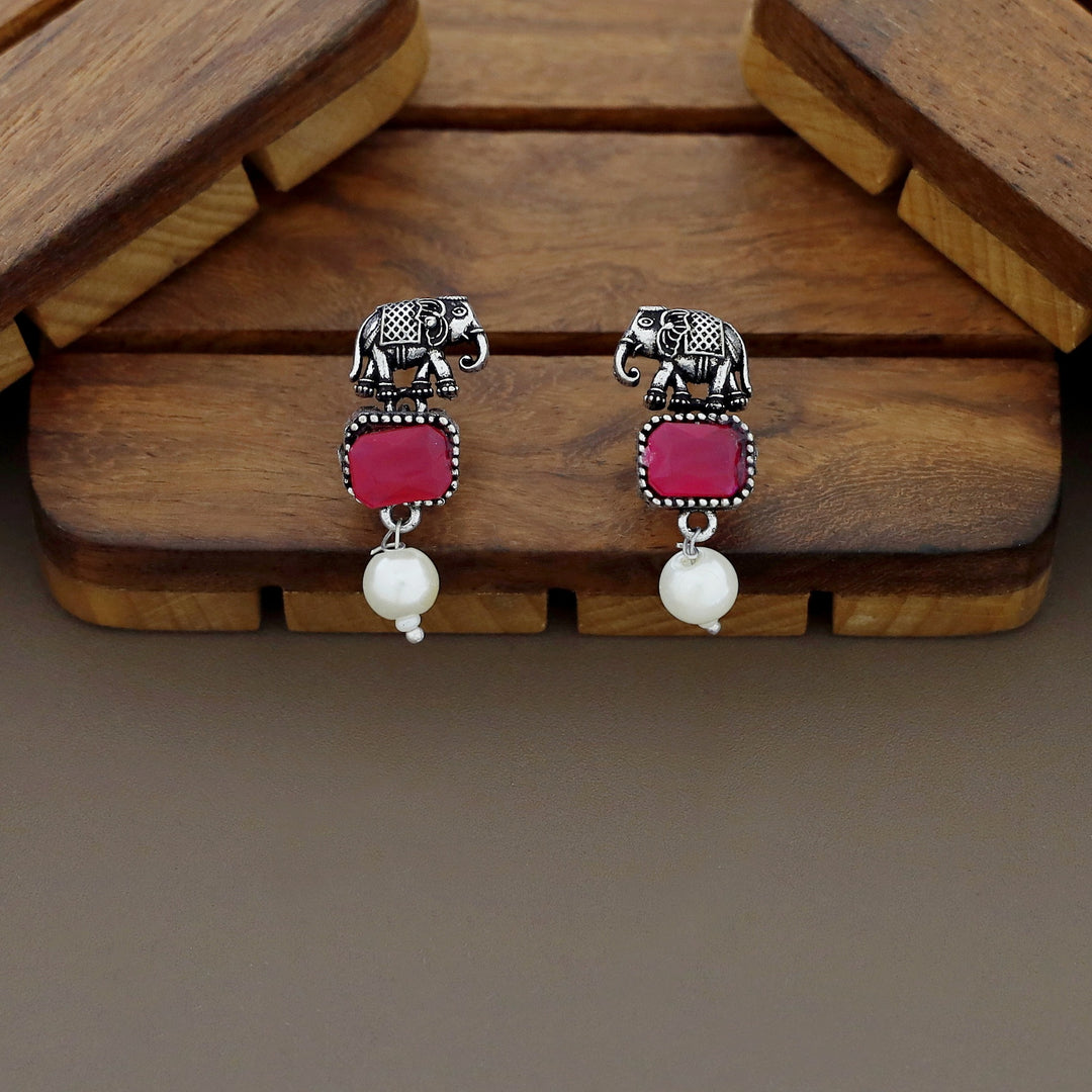 Reba Mini Airavat Rectangle Short Neckpiece With Earring