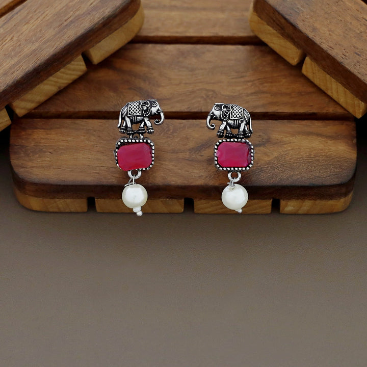 Reba Mini Airavat Rectangle Short Neckpiece With Earring