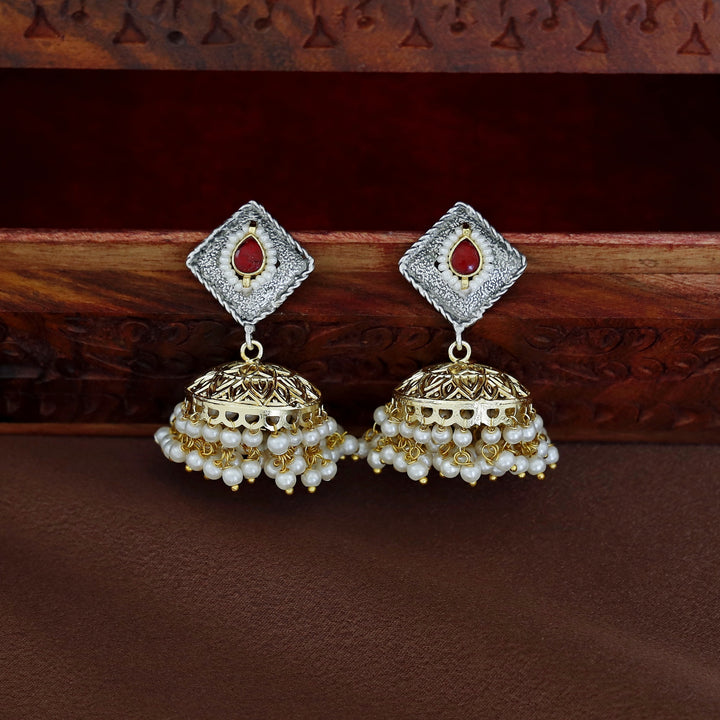Tania Dual Tone Cluster Pearl Jhumka
