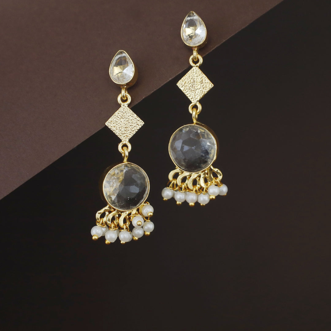 Ruth Drop Circle Glossy Cluster Pearl Earring