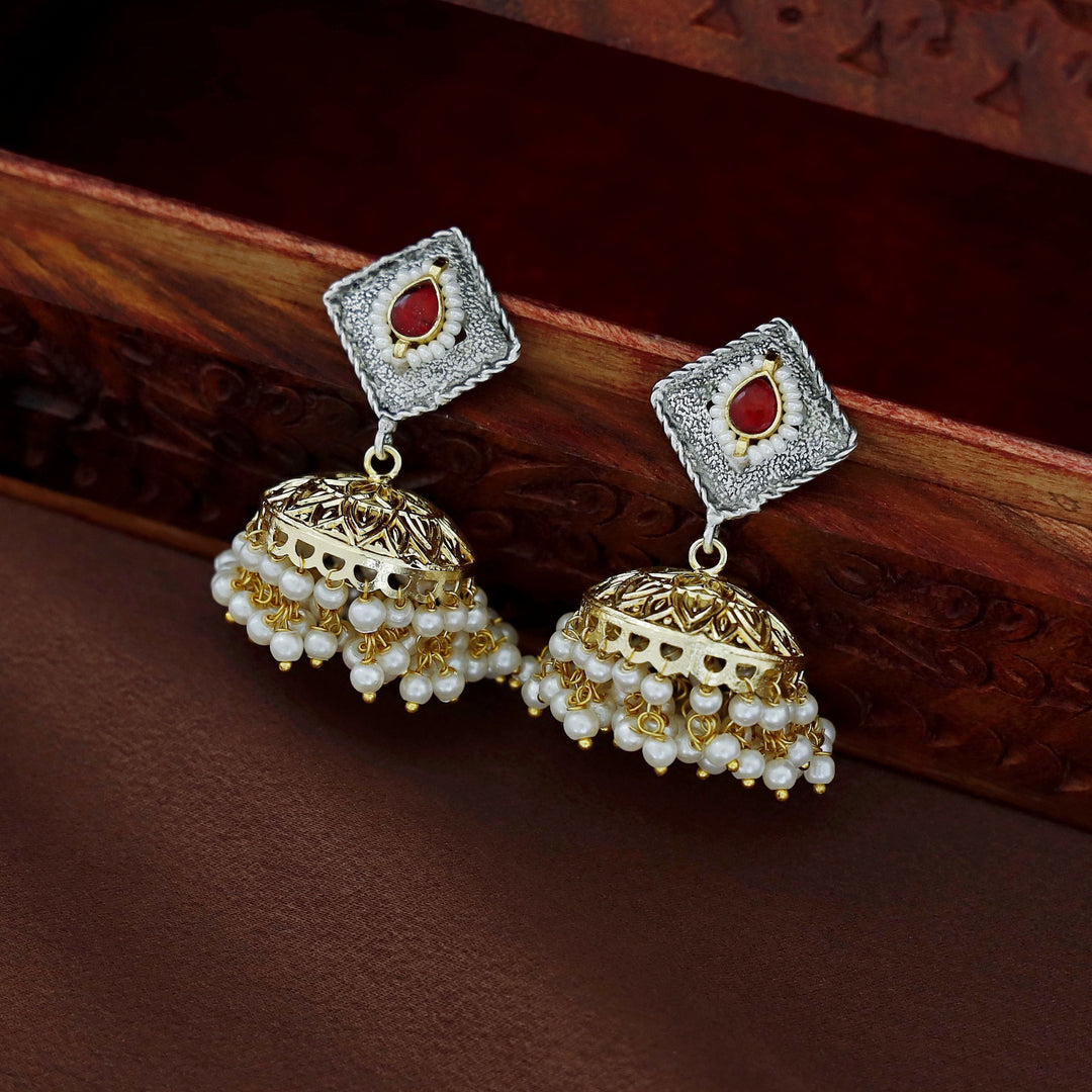 Tania Dual Tone Cluster Pearl Jhumka
