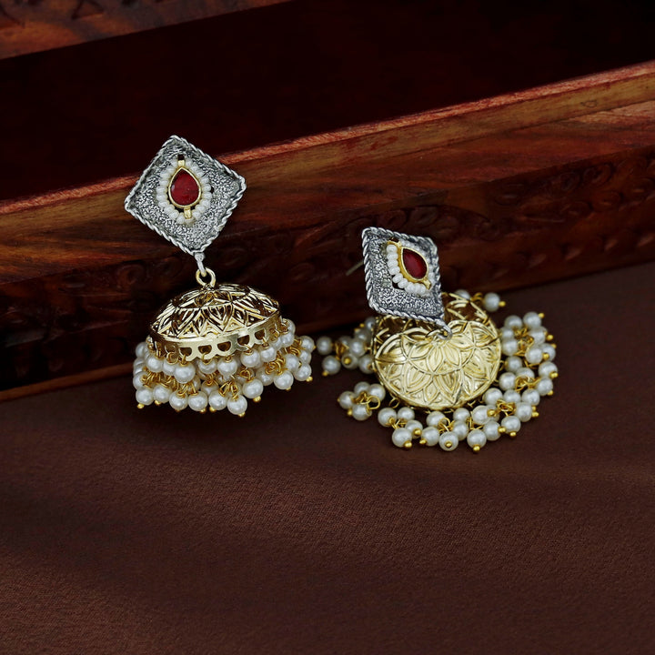 Tania Dual Tone Cluster Pearl Jhumka