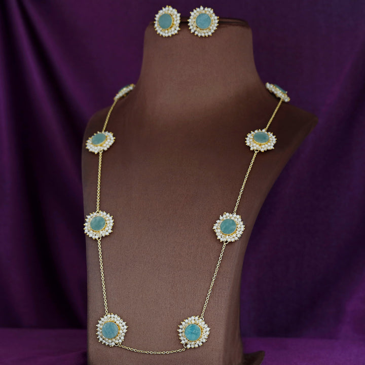 8 Stone Raw Stone Neckpiece with Earring