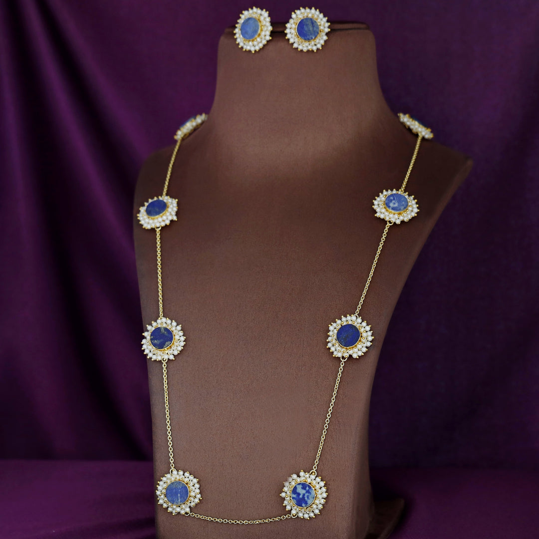 8 Stone Raw Stone Neckpiece with Earring