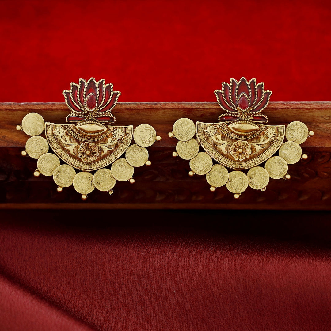 Ritika Enamel Lotus Kashi Earring