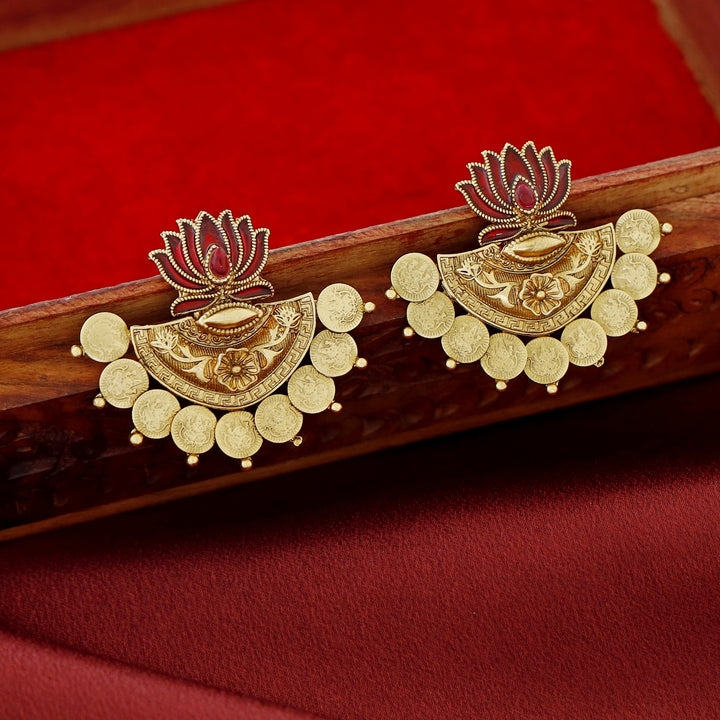 Ritika Enamel Lotus Kashi Earring