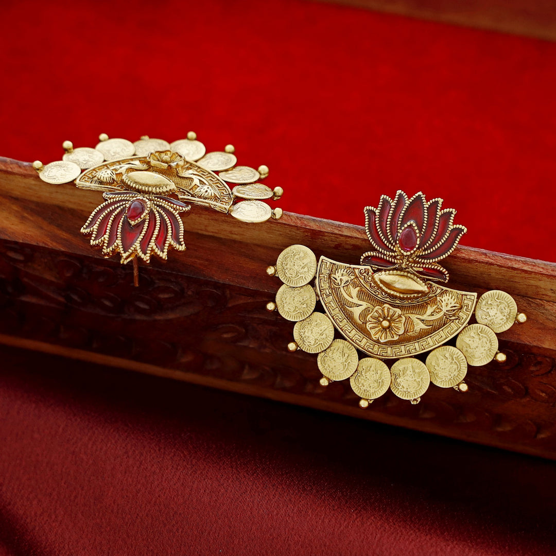 Ritika Enamel Lotus Kashi Earring