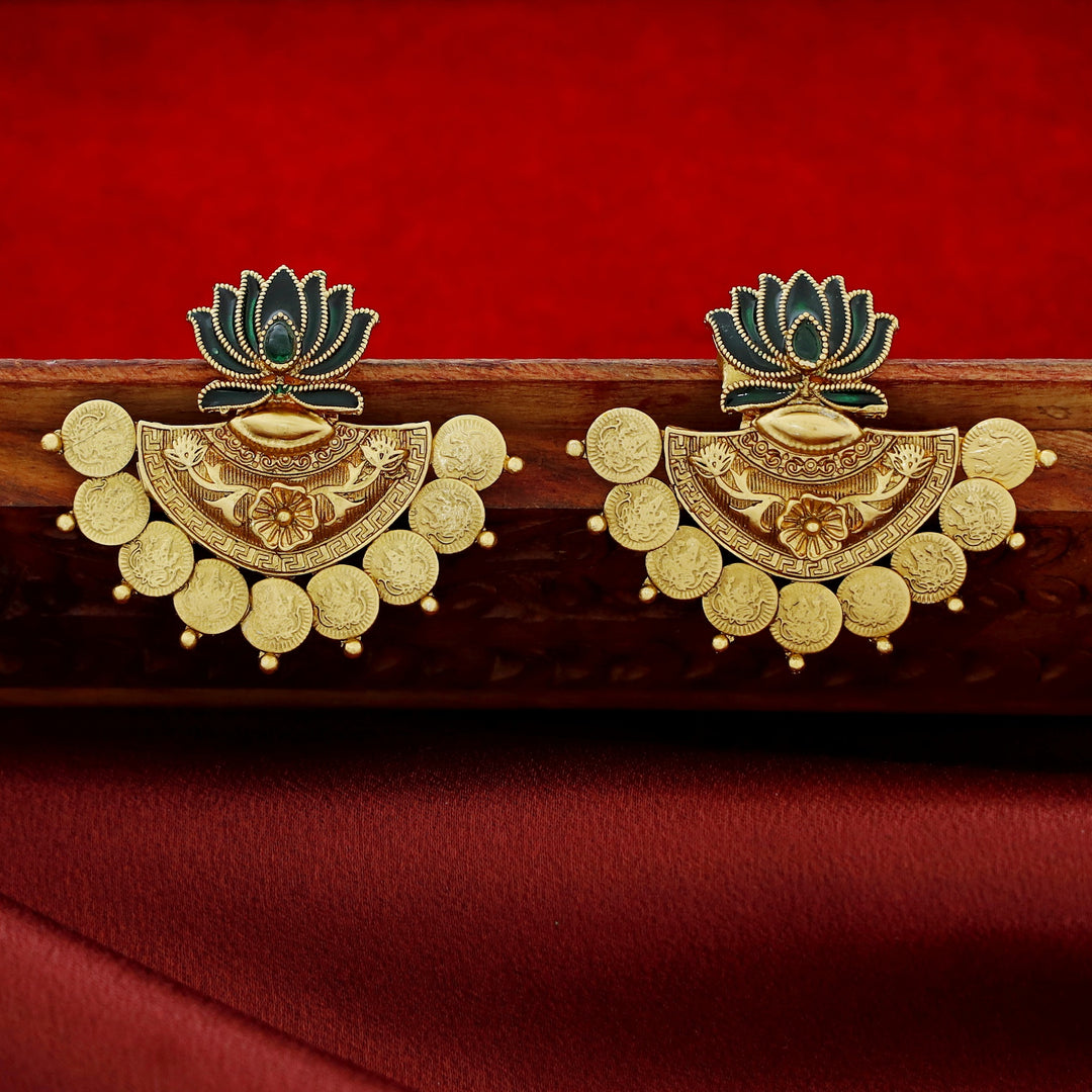 Ritika Enamel Lotus Kashi Earring