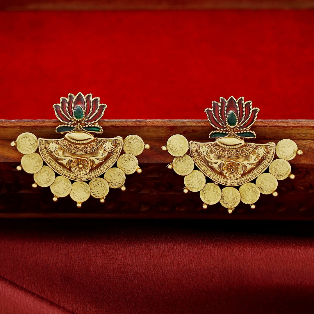 Ritika Enamel Lotus Kashi Earring