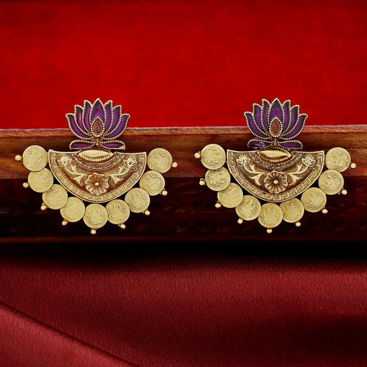 Ritika Enamel Lotus Kashi Earring