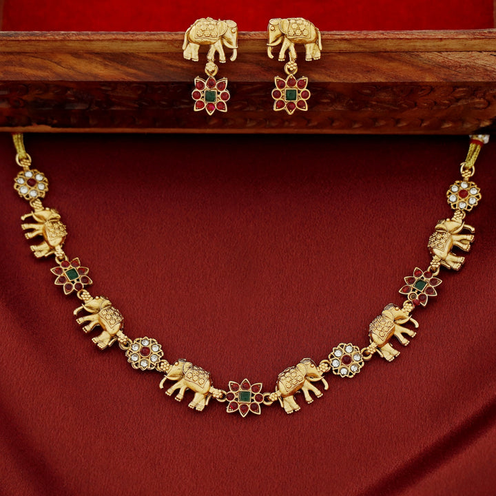 Iha Airavat Flowery Neckpiece With Earring