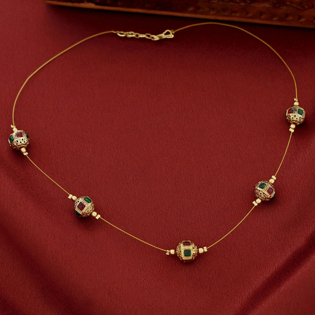 Aranya 5 Golden Ball String Neckpiece