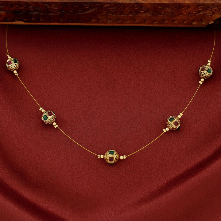 Aranya 5 Golden Ball String Neckpiece