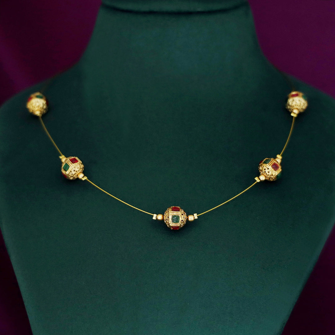 Aranya 5 Golden Ball String Neckpiece