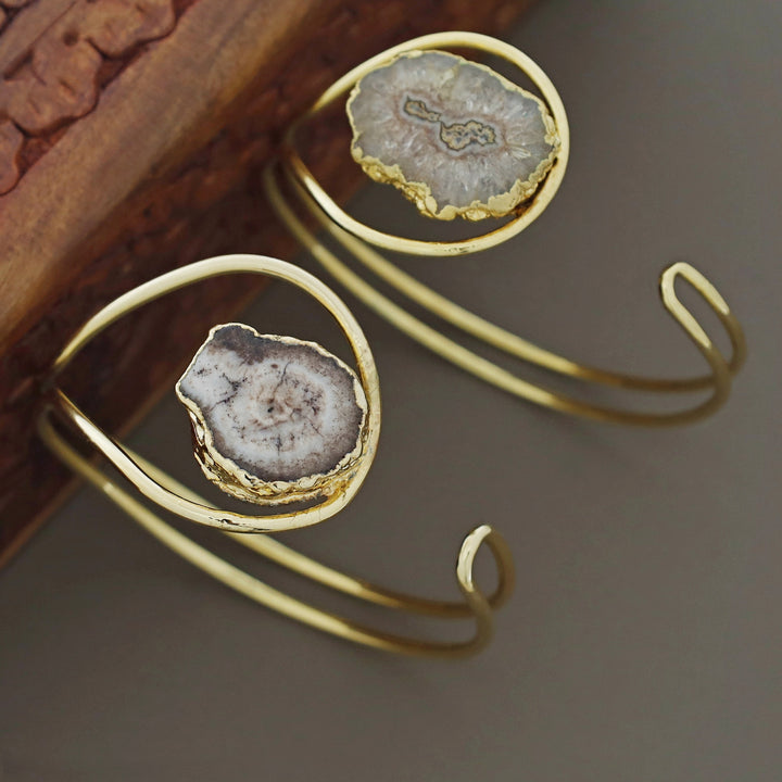 Clarita Electro Plated Agate Stone Bangle