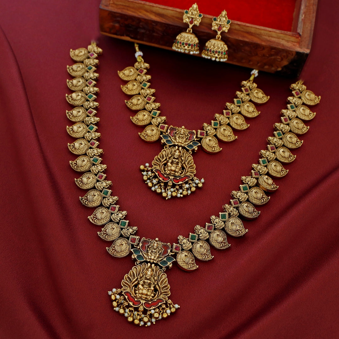 Brishti Devi Kemp Stone Bridal Set Neckpiece With Earring
