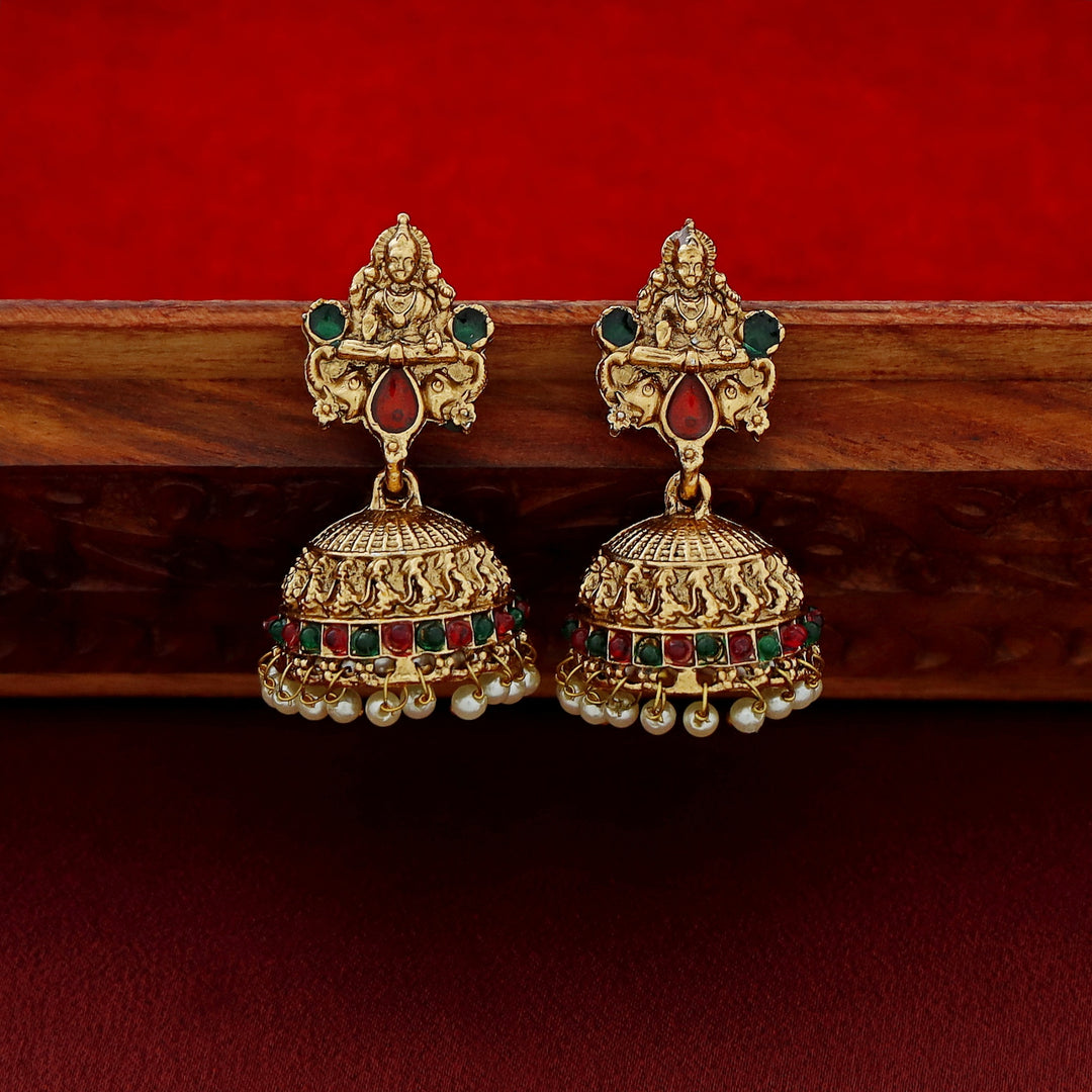 Brishti Devi Kemp Stone Bridal Set Neckpiece With Earring