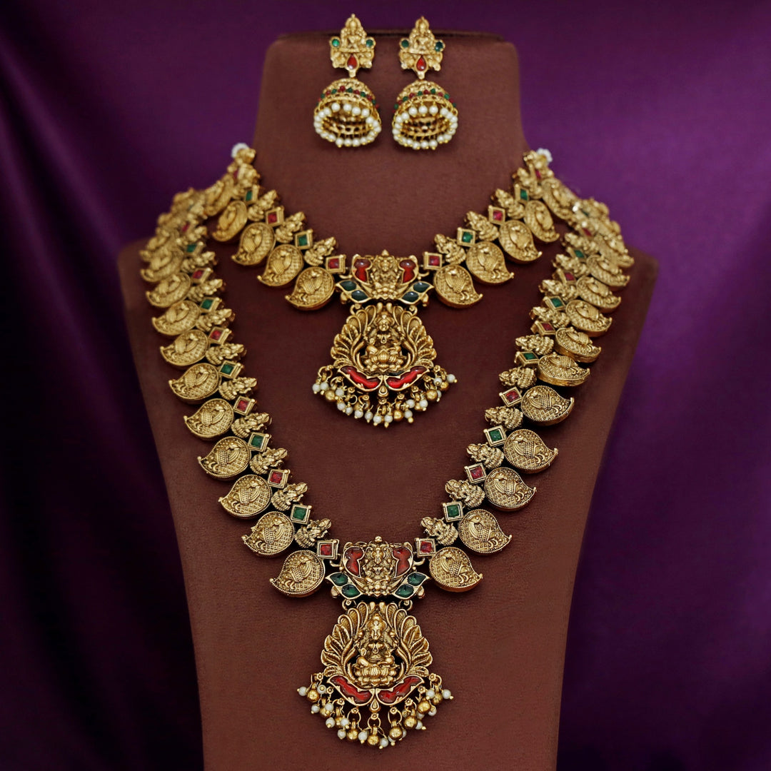 Brishti Devi Kemp Stone Bridal Set Neckpiece With Earring